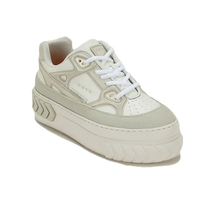 Both Tyres Platform Low Top Skateboard Shoes Women's White Beige-2