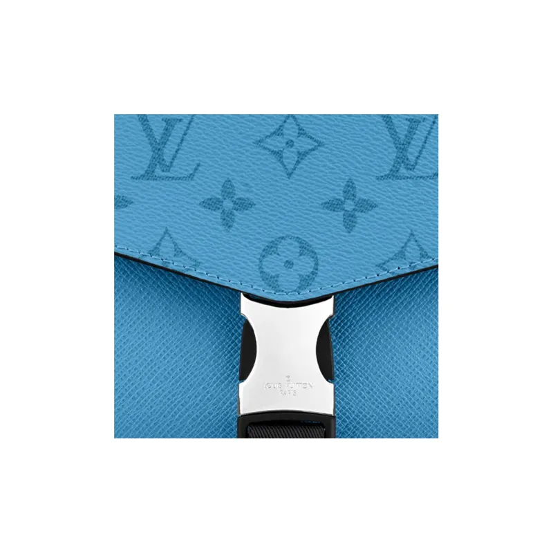 LOUIS VUITTON Messengerama Canvas With Leather Messenger Bag, Flap Bag, Shoulder Bag, Crossbody Bag Men's Blue-4
