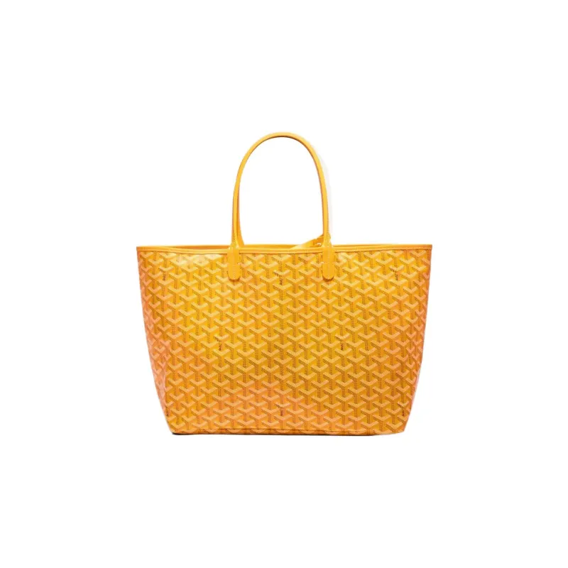 GOYARD Saint Louis Canvas With Calfskin Dog's Teeth Tote Bag Shopping Bag Handbag Small Size Unisex Yellow-2