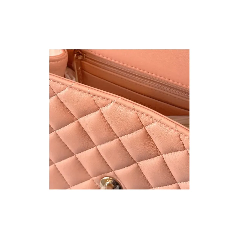 CHANEL Classic Flap CF Lambskin Shoulder Bag, Crossbody Bag Mini Women's Orange Pink-3