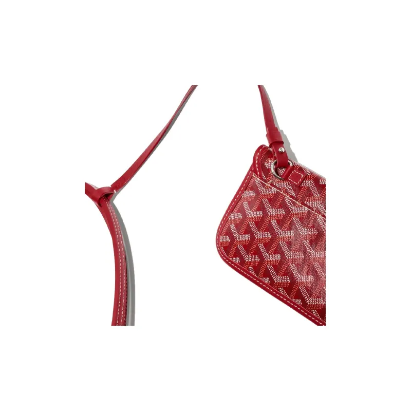 GOYARD Saint Louis Canvas With Calfskin Dog's Teeth Tote Bag Shopping Bag Handbag Small Size Women's Red-7