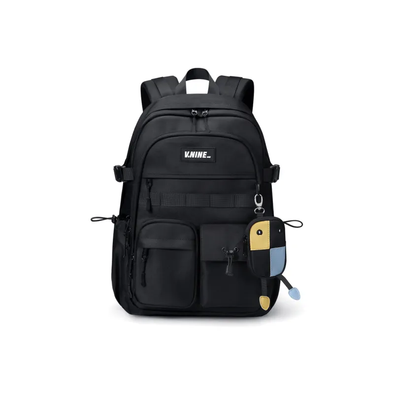 V.NINE Fabric Backpack Large Size Unisex Khaki/Obsidian Black/Smoke Gray-10