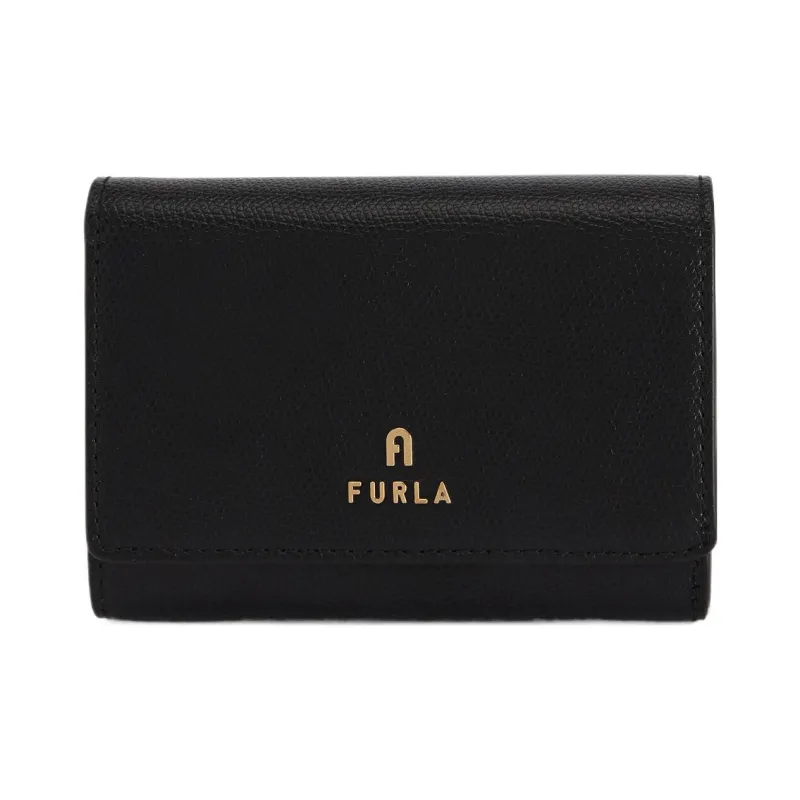 Furla Textured Leather Wallet Trumpets Women's Black-0