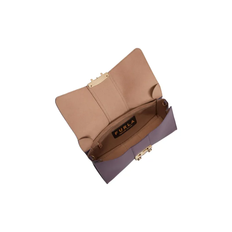 Furla Metropolis Collection Smooth Calf Leather Crossbody Bag, Shoulder Bag Women's Light Purple-4