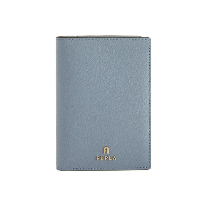 Furla Textured Leather Passport Clip Women's Sky Blue-0