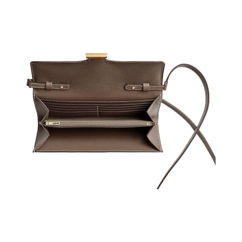 HERMES Constance To Go Evercolor Leather Clutches Wallets Shoulder Bag Crossbody Bag Women's 18 Etoupe Elephant Gray-2