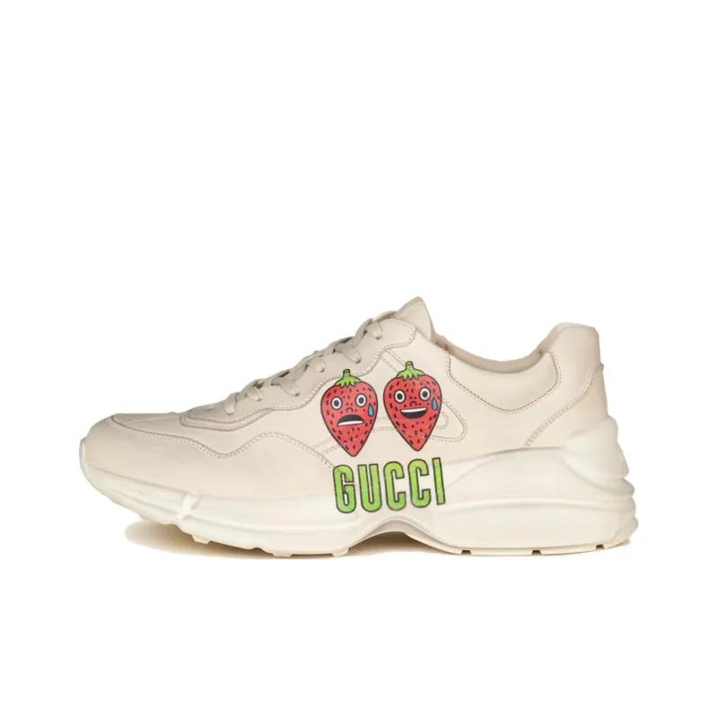 GUCCI Rhyton Low Top Chunky Sneakers Men's Beige Distressed Style-0