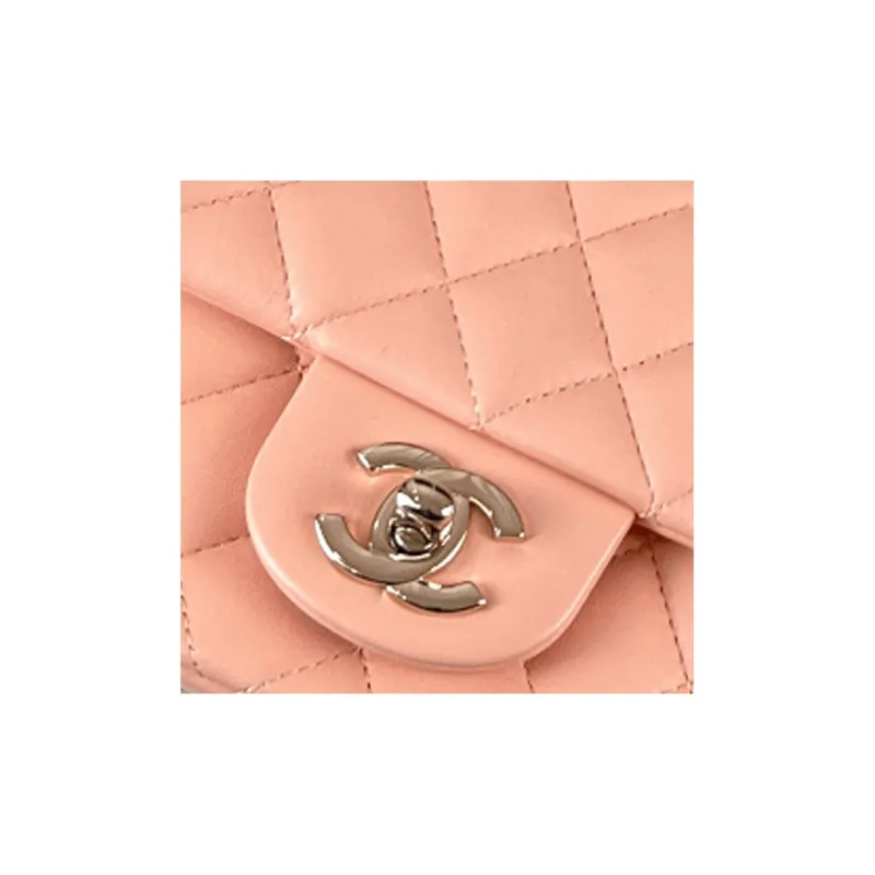 CHANEL Classic Flap CF Lambskin Shoulder Bag, Crossbody Bag Mini Women's Orange Pink-2