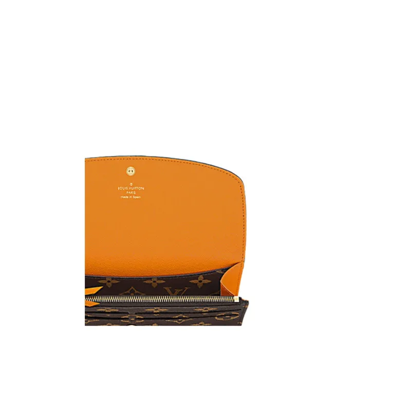 LOUIS VUITTON Emilie Coated Canvas Wallet Regular Women's Brown/Orange-4