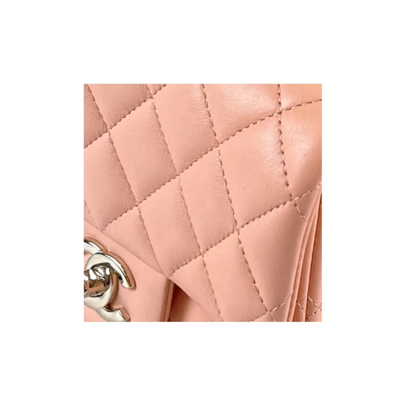CHANEL Classic Flap CF Lambskin Shoulder Bag, Crossbody Bag Mini Women's Orange Pink-4