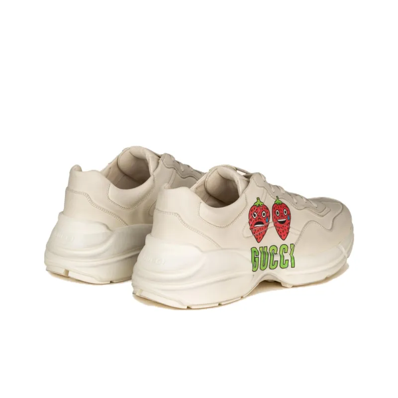 GUCCI Rhyton Low Top Chunky Sneakers Men's Beige Distressed Style-2