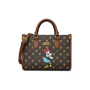 Disney Minnie Series PU Tote Bag, Shopping Bag, Shoulder Bag, Crossbody Bag, Handbag Medium Size Women's Brown