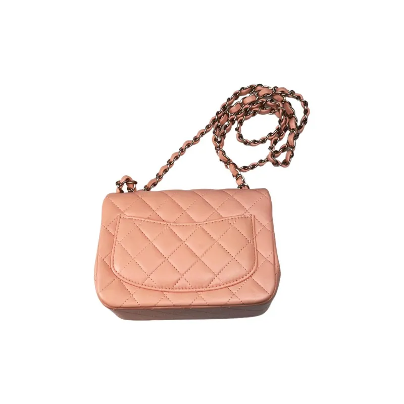 CHANEL Classic Flap CF Lambskin Shoulder Bag, Crossbody Bag Mini Women's Orange Pink-1