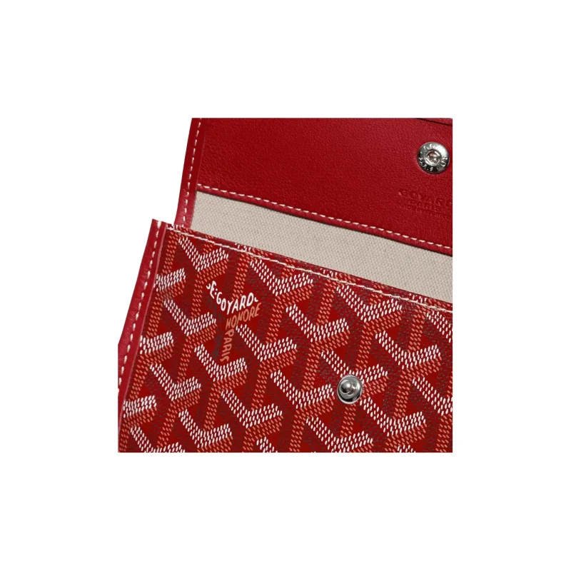 GOYARD Saint Louis Canvas With Calfskin Dog's Teeth Tote Bag Shopping Bag Handbag Small Size Women's Red-5