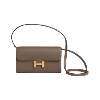 HERMES Constance To Go Evercolor Leather Clutches Wallets Shoulder Bag Crossbody Bag Women's 18 Etoupe Elephant Gray