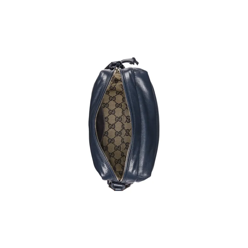 GUCCI Double G Leather Messenger Bag Shoulder Bag, Crossbody Bag Unisex Marine Blue-5