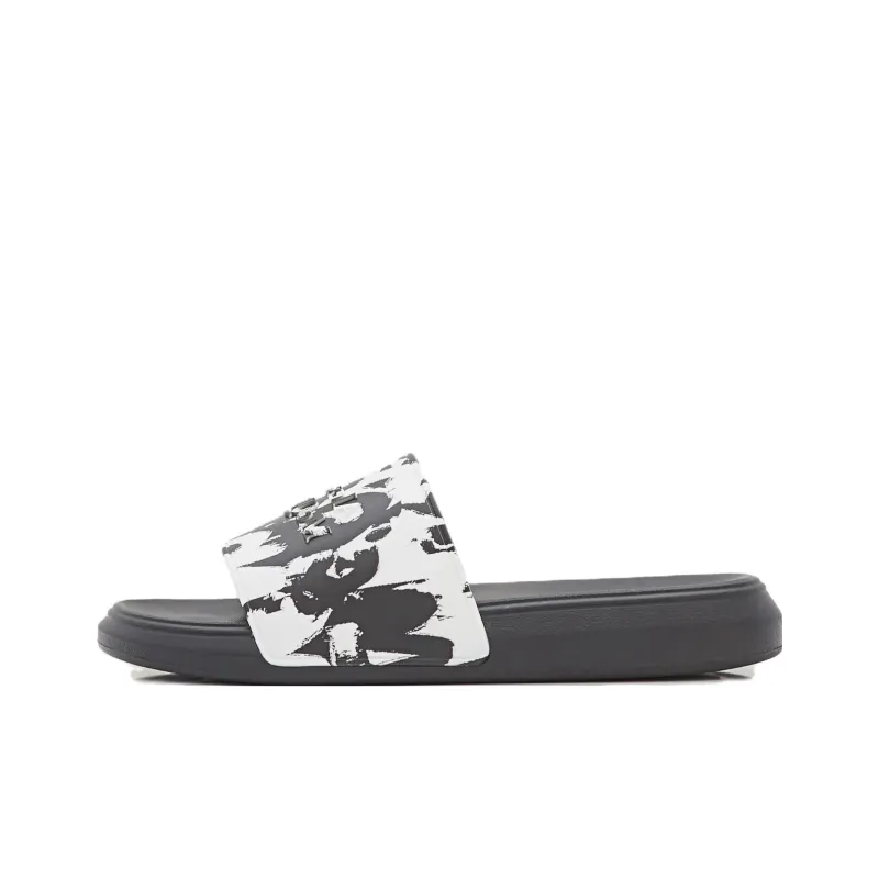 Alexander McQueen Graffiti Pool Slide Black White-0