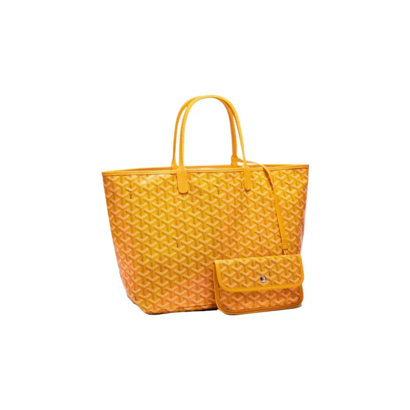 GOYARD Saint Louis Canvas With Calfskin Dog's Teeth Tote Bag Shopping Bag Handbag Small Size Unisex Yellow-1