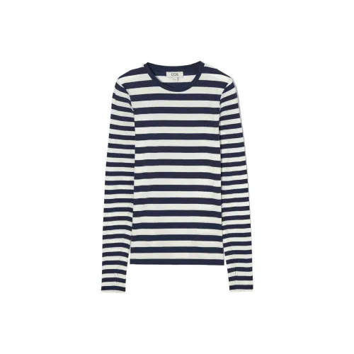 COS T-Shirts Women's Navy Blue Stripes