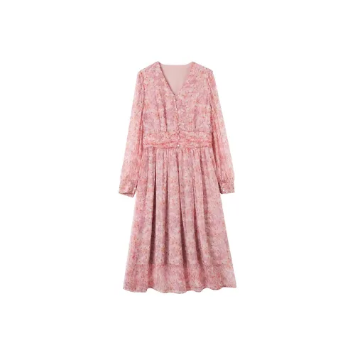 Dme Long-Sleeved Dresses Women's Light Peach Pink