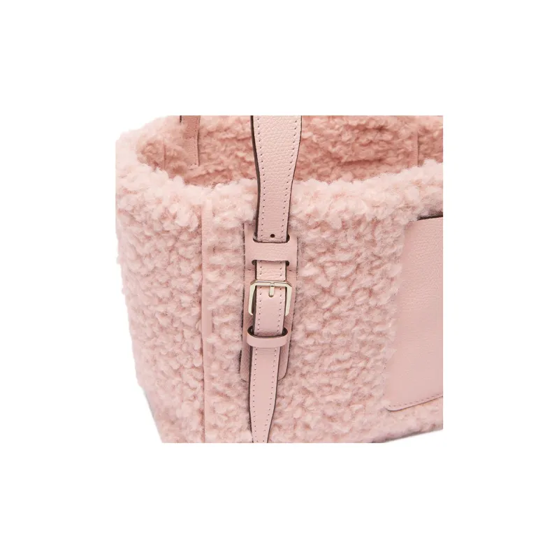 Valextra Curl Leather With Calfskin Bucket Bag, Tote Bag, Shopping Bag, Handbag Mini Women's Pink-3
