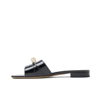 GUCCI Snake Head plaque Leather Slides