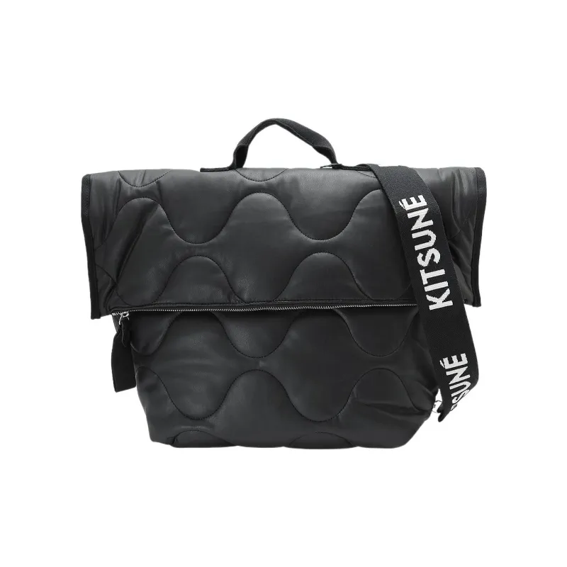 Maison Kitsune Nylon Crossbody Bag Shoulder Bag Unisex Black-0