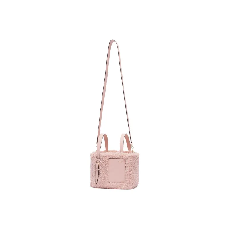 Valextra Curl Leather With Calfskin Bucket Bag, Tote Bag, Shopping Bag, Handbag Mini Women's Pink-2