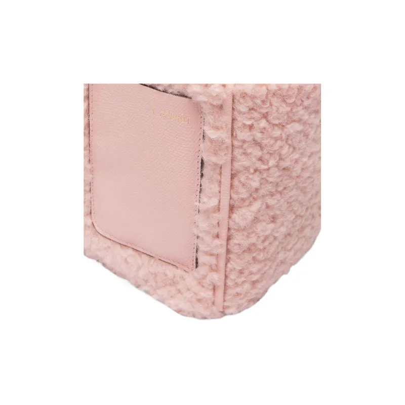 Valextra Curl Leather With Calfskin Bucket Bag, Tote Bag, Shopping Bag, Handbag Mini Women's Pink-4