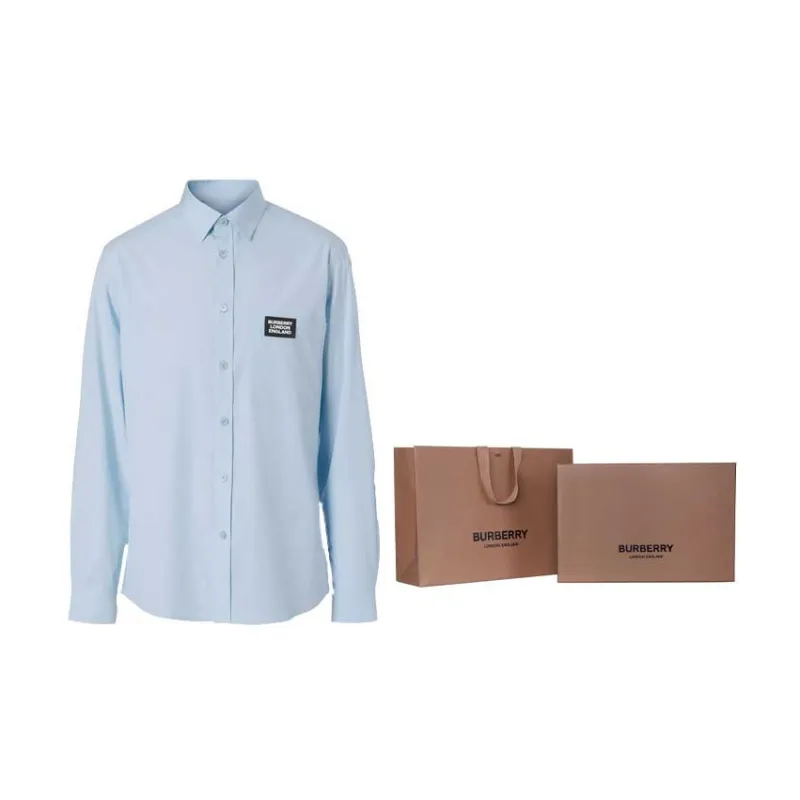 Burberry Logo Detail Stretch Cotton Poplin Shirt-2