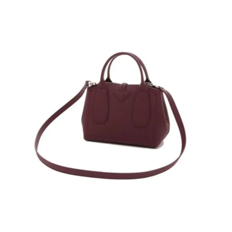 LONGCHAMP Roseau Leather Tote Bag Shopping Bag Shoulder Bag Handbag Small Size Women's Dark Purple-4