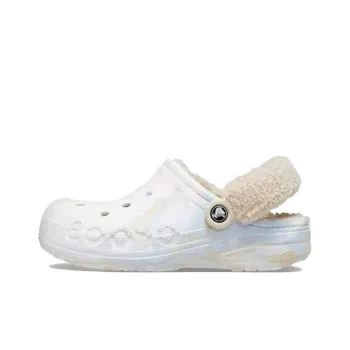 Crocs Baiya Warm Velvet Marble Pattern Clogs Women's White