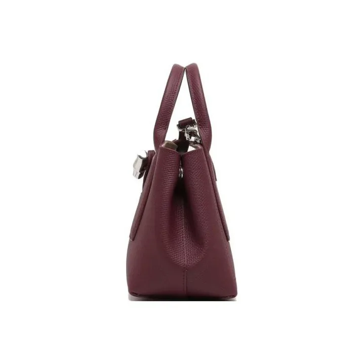 LONGCHAMP Roseau Leather Tote Bag Shopping Bag Shoulder Bag Handbag Small Size Women's Dark Purple-1