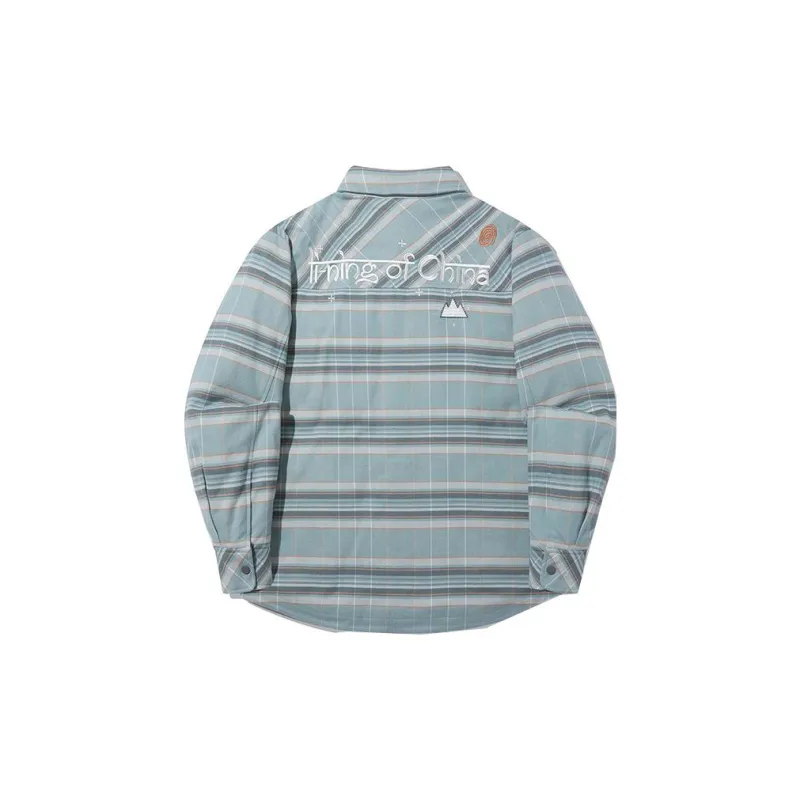 LiNing Puffer Jackets Unisex Stone Blue Gray Plaid-1