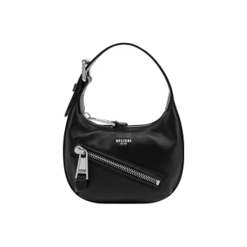 MOSCHINO Sheepskin One Shoulder Handbags Small Size Women's Black