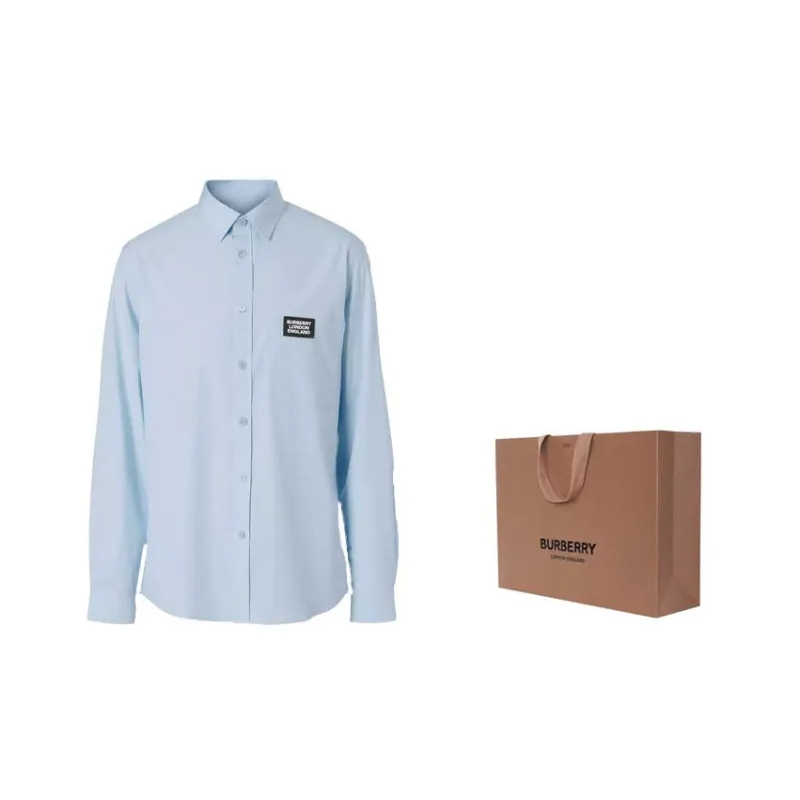 Burberry Logo Detail Stretch Cotton Poplin Shirt-1