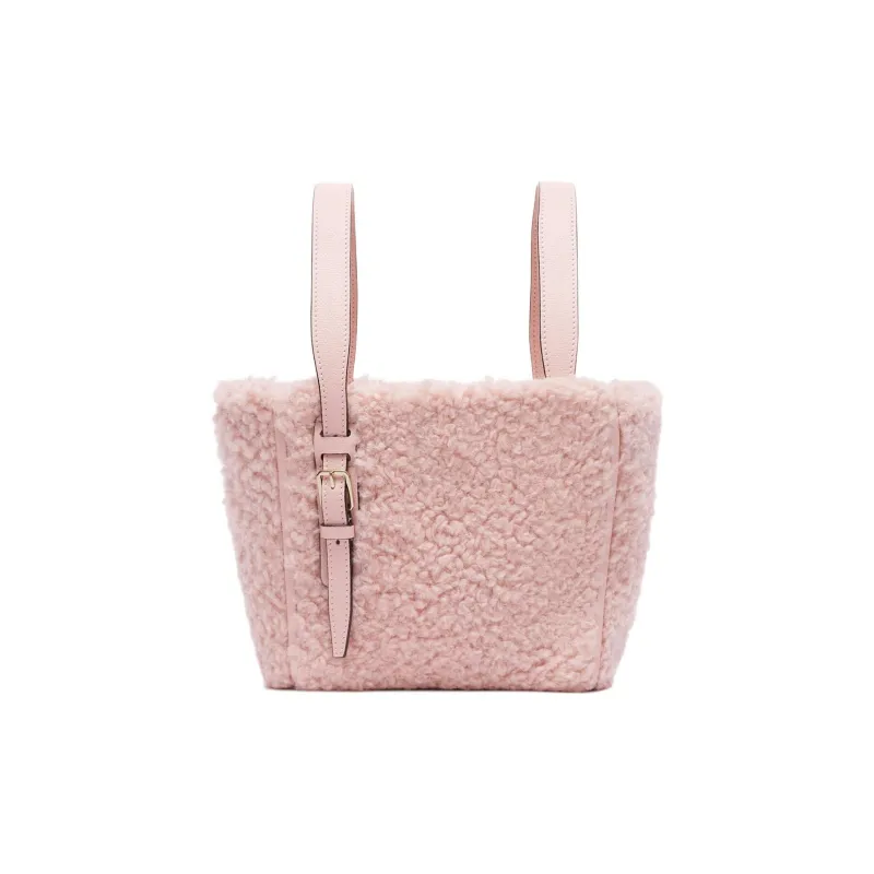 Valextra Curl Leather With Calfskin Bucket Bag, Tote Bag, Shopping Bag, Handbag Mini Women's Pink-1