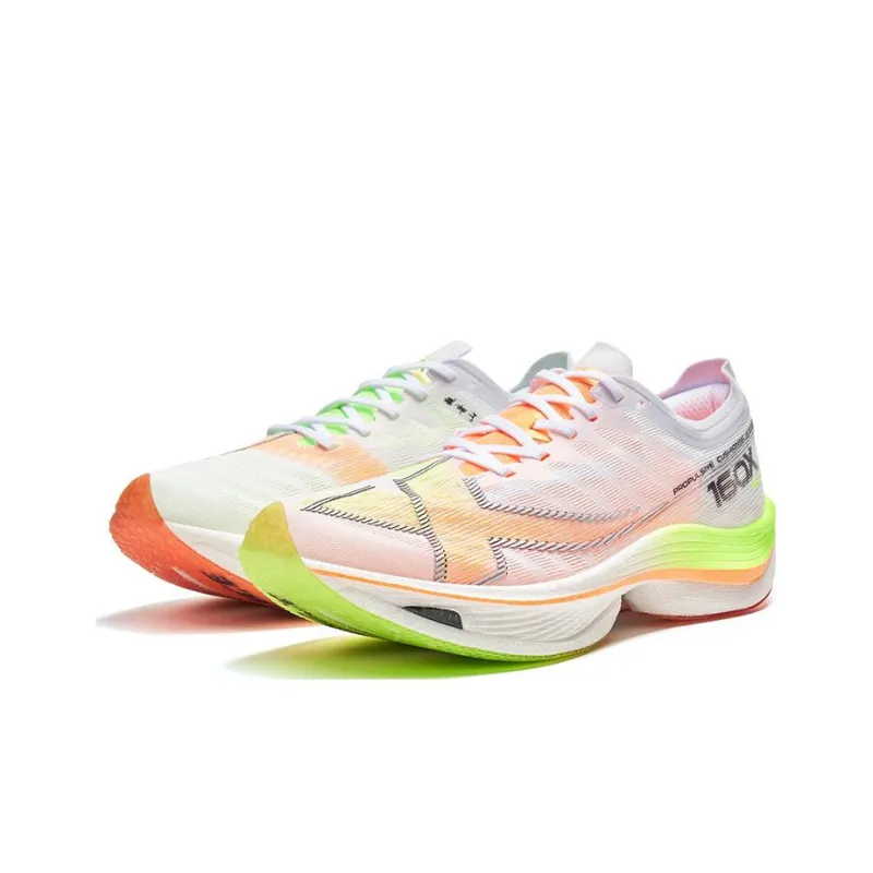 XTEP Racing 160X 5.0 Cushioning Wear Resistant Low Top Running Shoes Men's White Green Orange-2