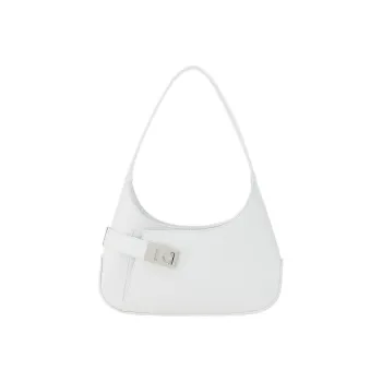FERRAGAMO Smooth Calf Leather Handbag, Shoulder Bag Women's White