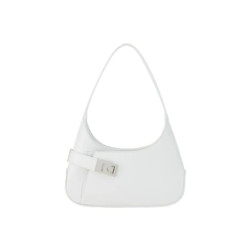 FERRAGAMO Smooth Calf Leather Handbag, Shoulder Bag Women's White-0