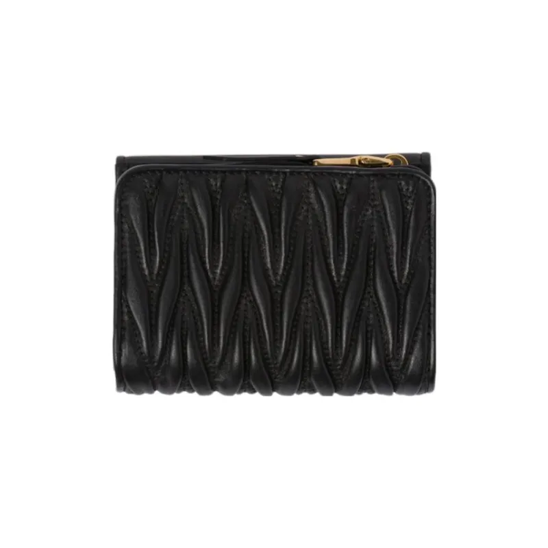 MIU MIU Leather Wallet Small Size Women's Black-1