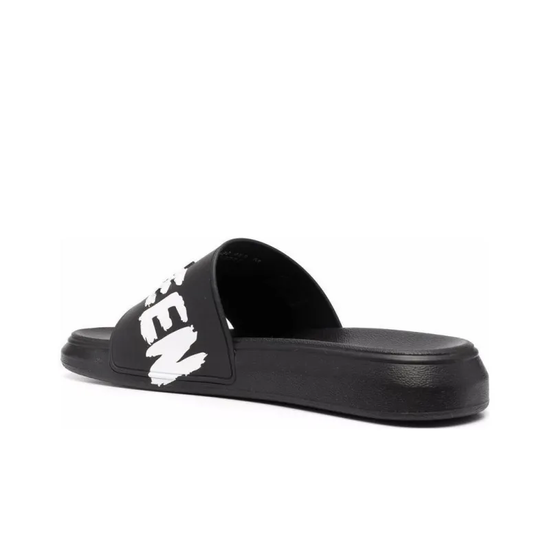 Alexander McQueen Grafitti Logo Printed Slip On Slides-3