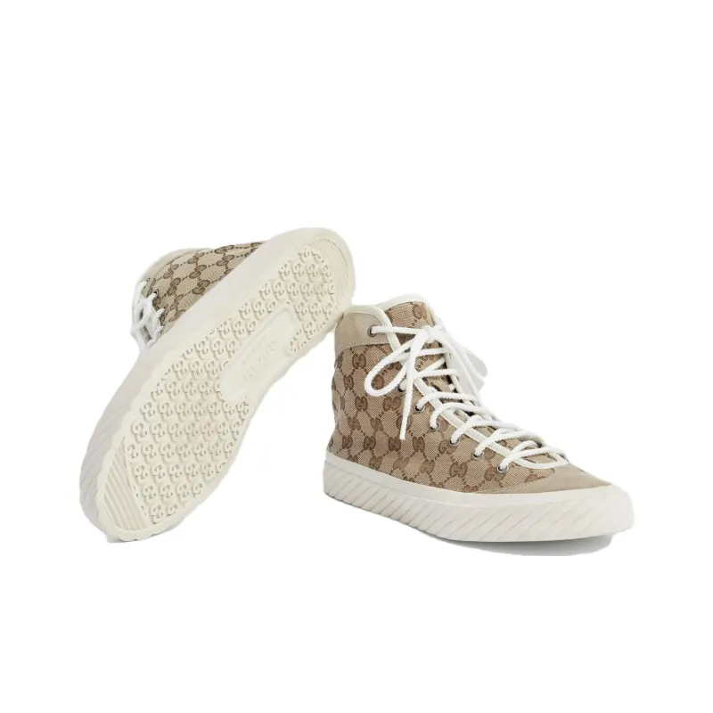 GUCCI Stylish Skateboarding Shoes Men's Beige Brown Vintage Version-5