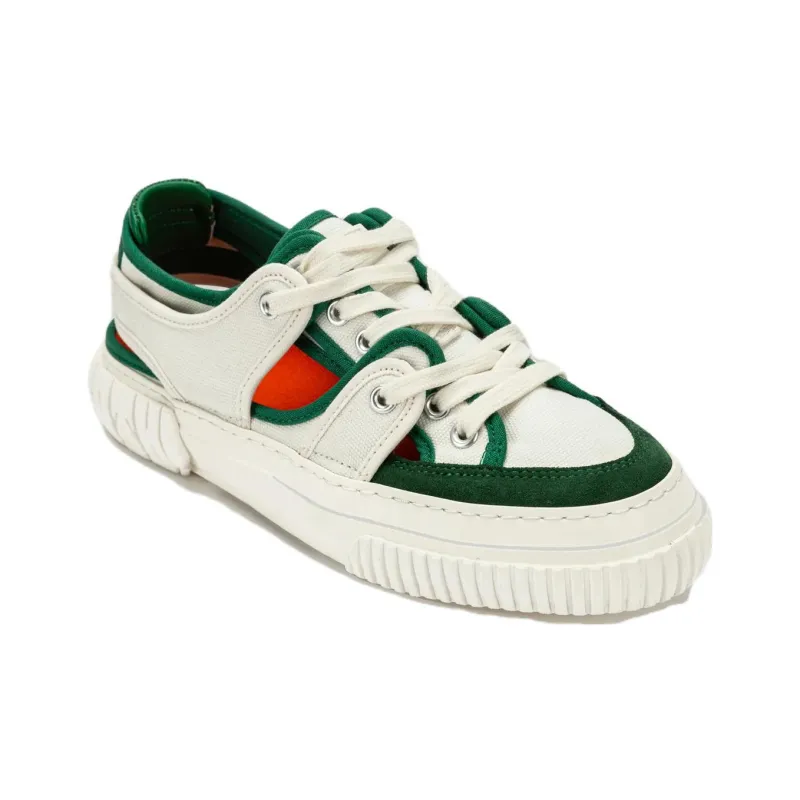 Both Low Top Skateboard Shoes Women's White Green-2
