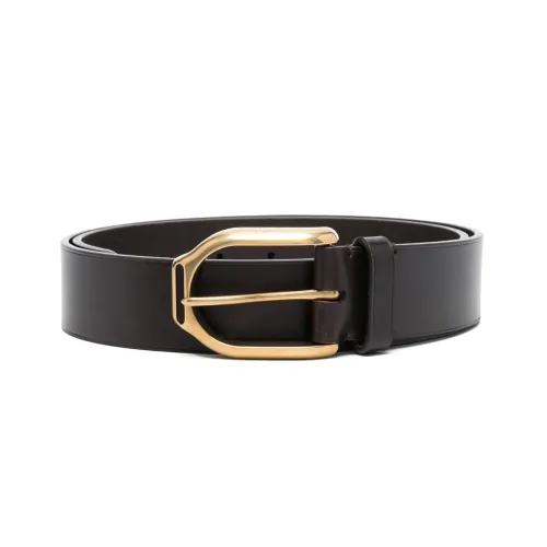 Polo Ralph Lauren Gold Clasp Pin Buckle Leather Belts Women's Black Width: 3.5cm