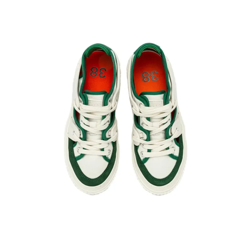 Both Low Top Skateboard Shoes Women's White Green-4