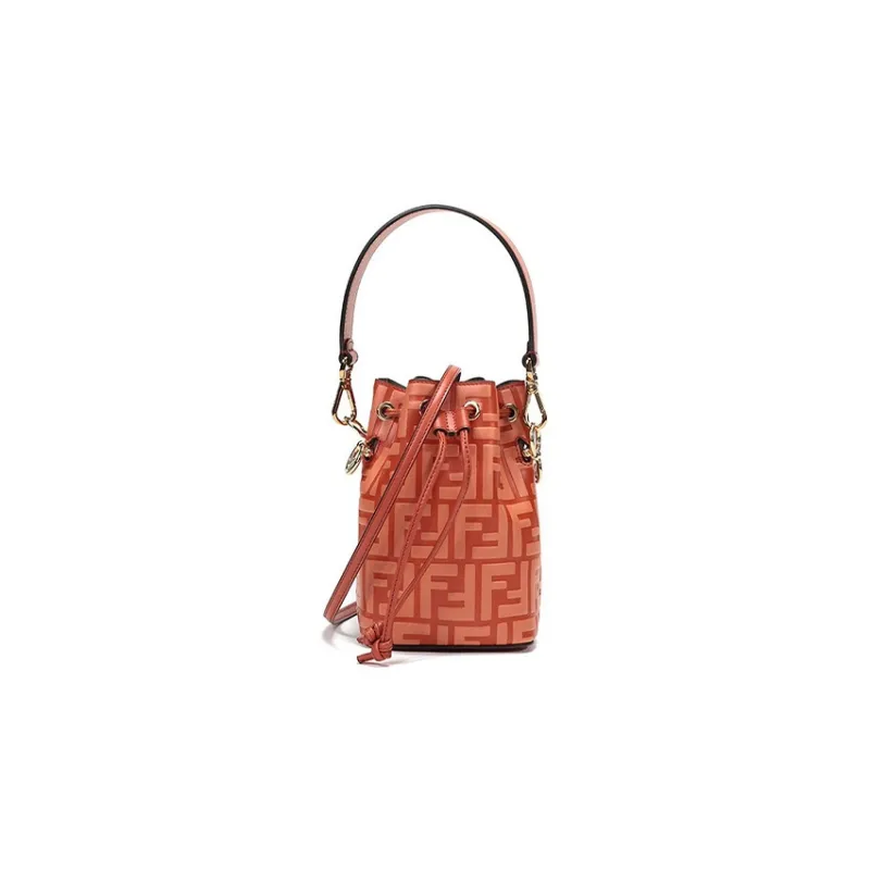 FENDI Calfskin Shoulder Bag Crossbody Bag Handbag Regular Women's Orange-0
