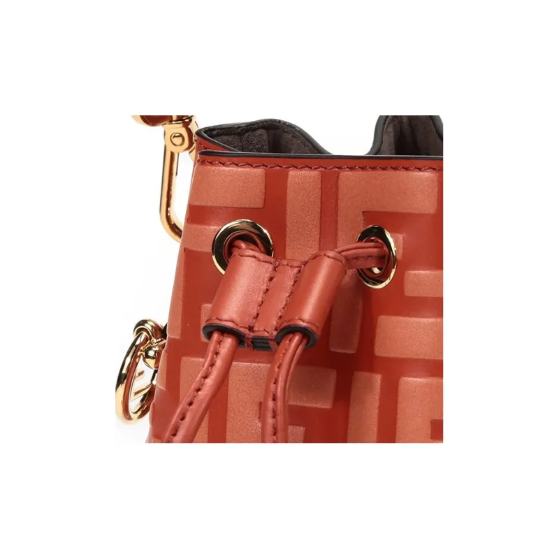 FENDI Calfskin Shoulder Bag Crossbody Bag Handbag Regular Women's Orange-7
