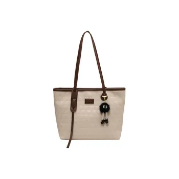 JANE KLAIN Synthetic Leather Tote Large Size Women's White & Brown/White & Khaki/Brown