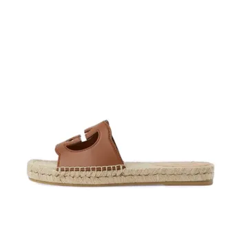GUCCI Interlocking G Cut Out Espadrille Sandal 'Brown'